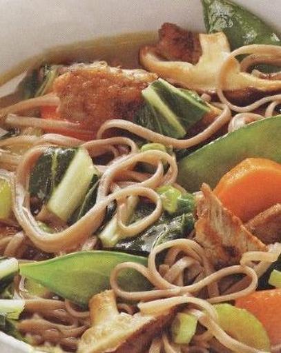 Бульйон з локшиною, грибами та свининою