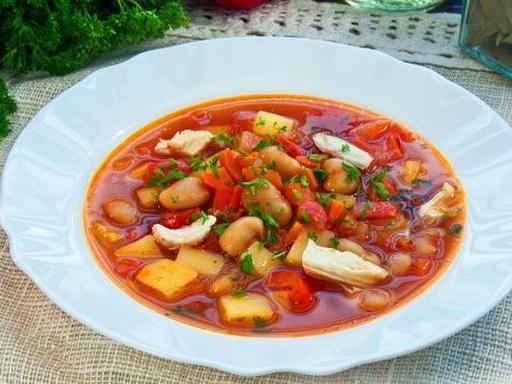 Tomato Soup with Chicken, Canned Beans, and Vegetables