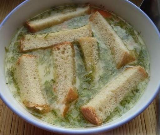 Сирний суп з грінками