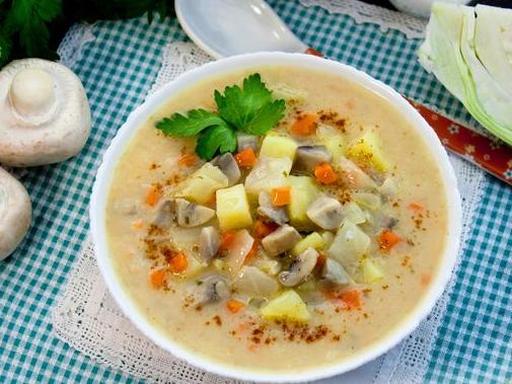 Cabbage, Mushroom, and Cream Soup