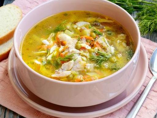 Chicken Soup with Canned Peas and Egg